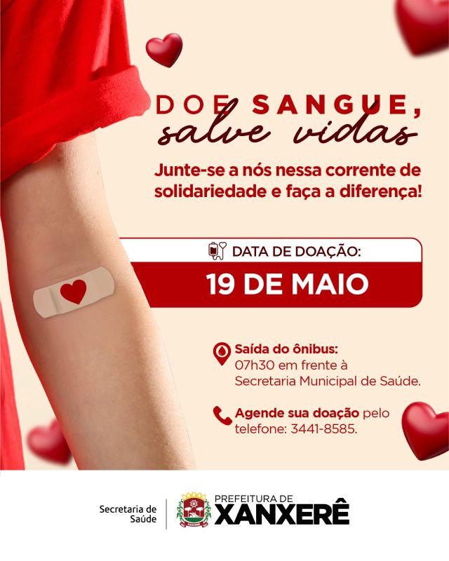Secretaria de Saúde de Xanxerê levará 20 doadores para Hemosc em maio