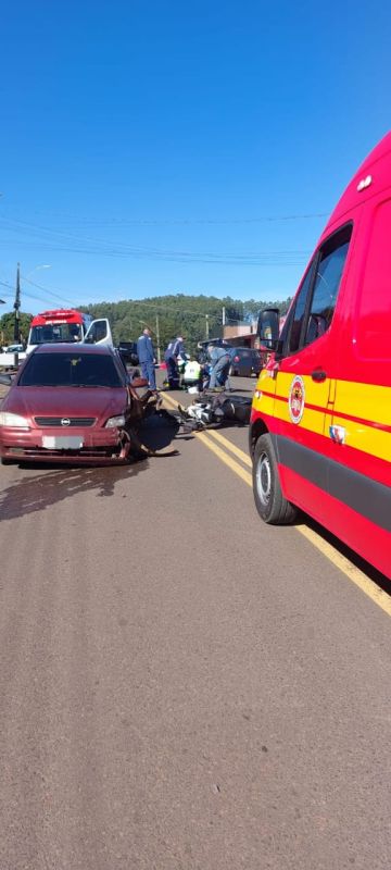 Motociclista fica gravemente ferido em colisão frontal no centro de Maravilha