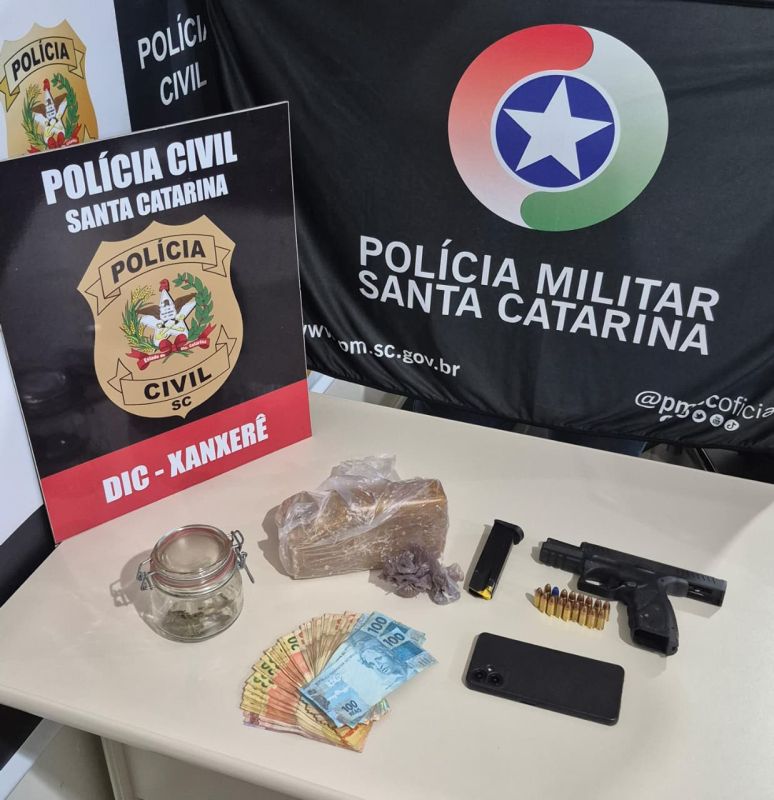 Polícia prende dois homens com drogas, arma furtada e munições em Xanxerê