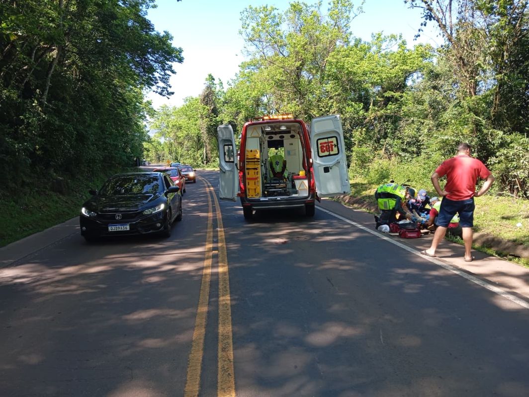 Motociclista sofre queda e fica ferido em acidente na SC-386, no Oeste
