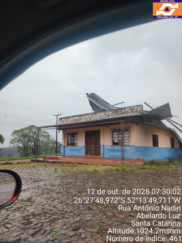 Município de Abelardo Luz decreta Situação de Emergência após registrar danos provocados por granizo e chuva intensa 