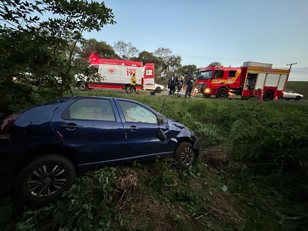 Saída de pista deixa homem ferido na SC-480, em Xanxerê