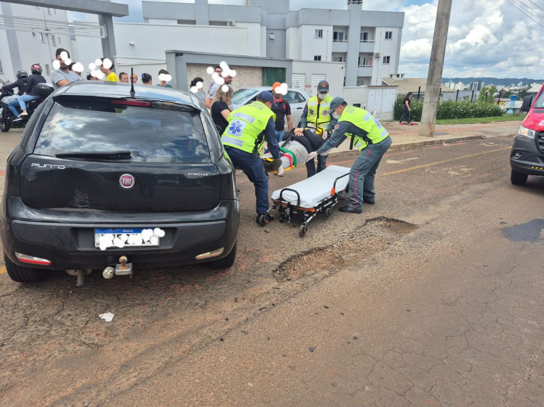 Motociclista fica ferido em colisão com automóvel no Bairro Primo Tacca, em Xanxerê