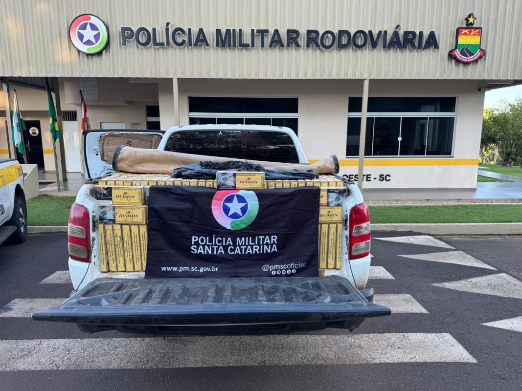 Caminhonete carregada com 25 mil maços de cigarros contrabandeados são apreendidos na SC-283