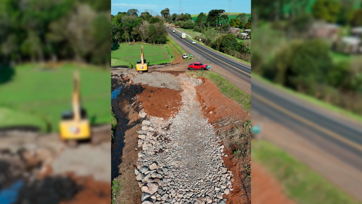 VÍDEO: Vias paralelas em construção na BR-282 em Xanxerê devem ligar município com Xaxim e Faxinal