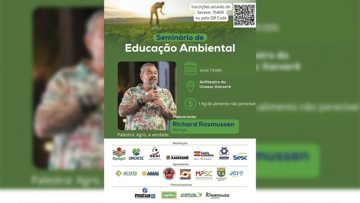 VÍDEO: Xanxerê sedia Seminário Regional de Educação Ambiental na próxima semana