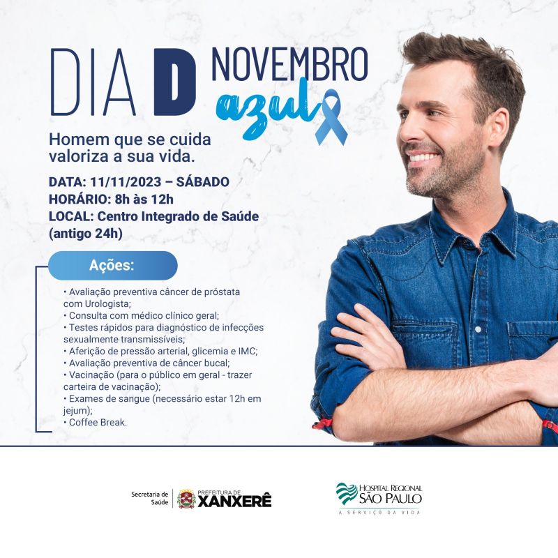 Dia D de ações do Novembro Azul acontece neste sábado (11), em Xanxerê
