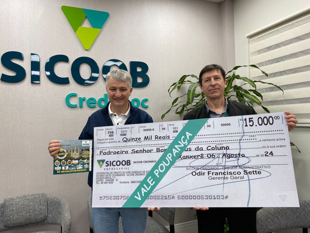 VÍDEO: Sicoob Credimoc é um dos patrocinadores da Festa Premiada da Paróquia Senhor Bom Jesus da Coluna.