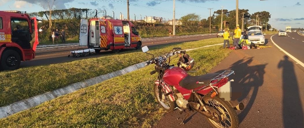 Motociclista fica ferido em acidente com capotamento na BR-282, em Xanxerê