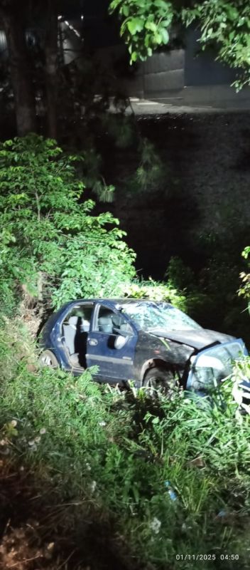 Duas pessoas ficam feridas após saída de pista na BR-282, no Oeste