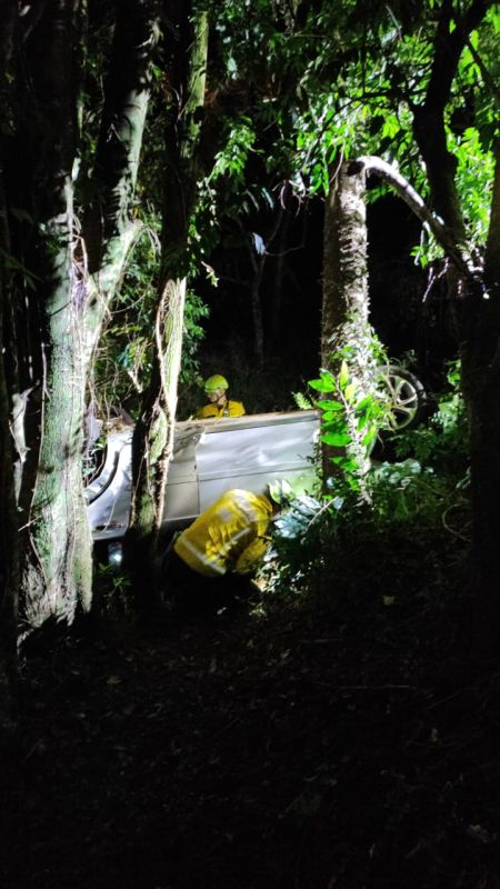 Capotamento na SC-283 em Chapecó deixa três mulheres feridas 