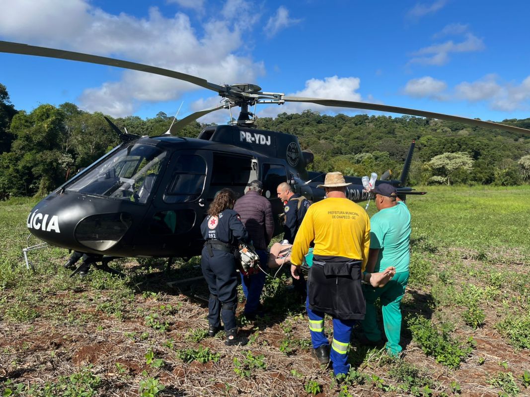 Aeronave do SAER/Fron socorre vítima de atropelamento em Chapecó