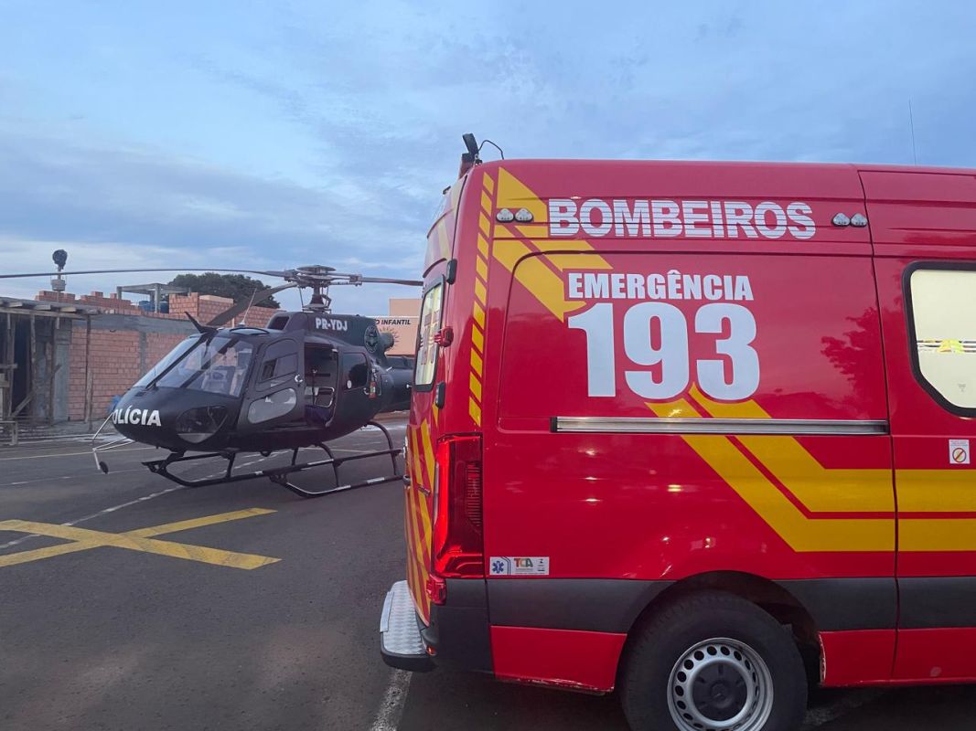 Criança atropelada em Nova Erechim é transferida de helicóptero ao HRO em Chapecó