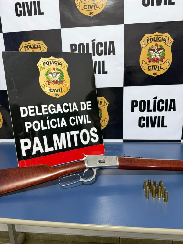 Polícia Civil apreende arma de fogo durante investigação de violência doméstica em Palmitos