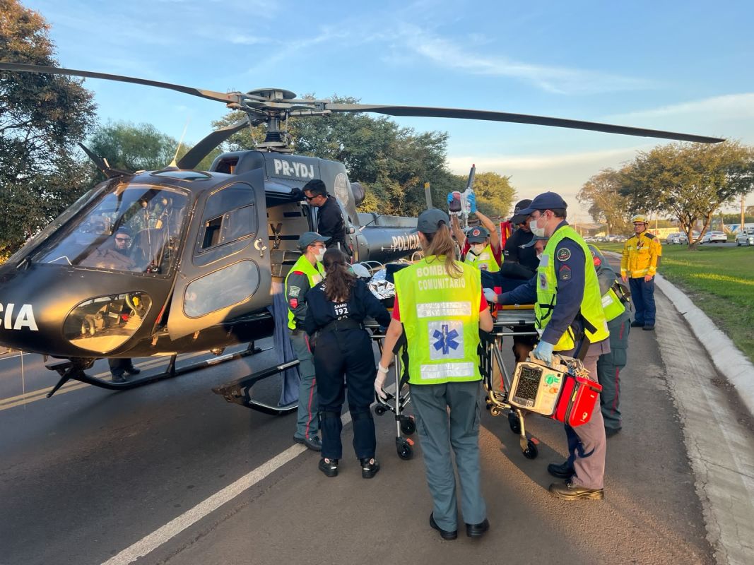 Agente de segurança pública é atropelado na BR-282 e transferido de helicóptero para Chapecó