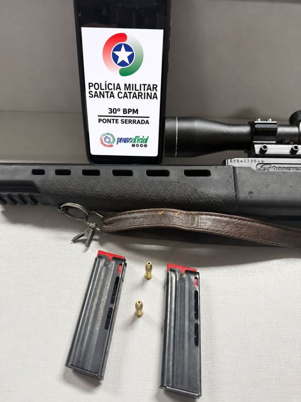 Polícia Militar apreende rifle após disparos de arma de fogo em Ponte Serrada