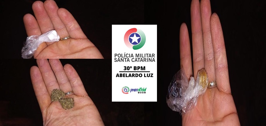 Casal é flagrado com maconha, cocaína e crack durante abordagem da Polícia Militar em Abelardo Luz