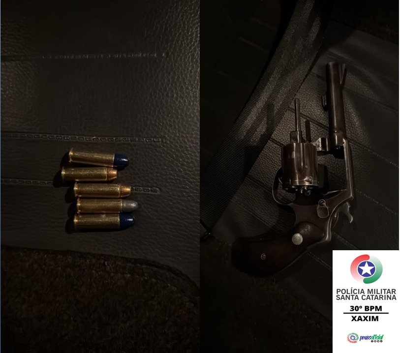Homem é preso com revólver calibre .38 durante abordagem da Polícia Militar em Xaxim