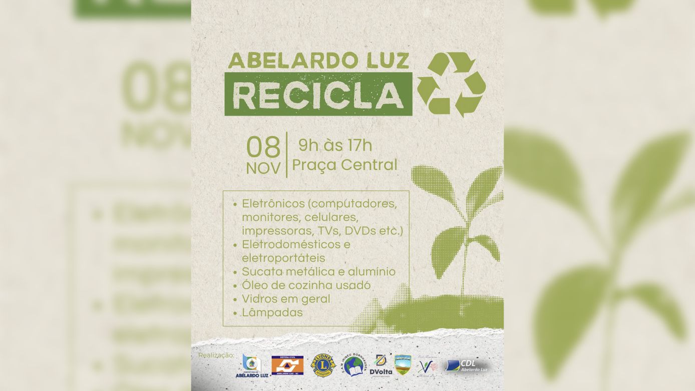 Abelardo Luz realiza ação de recolhimento de eletrônicos e resíduos neste sábado (08)