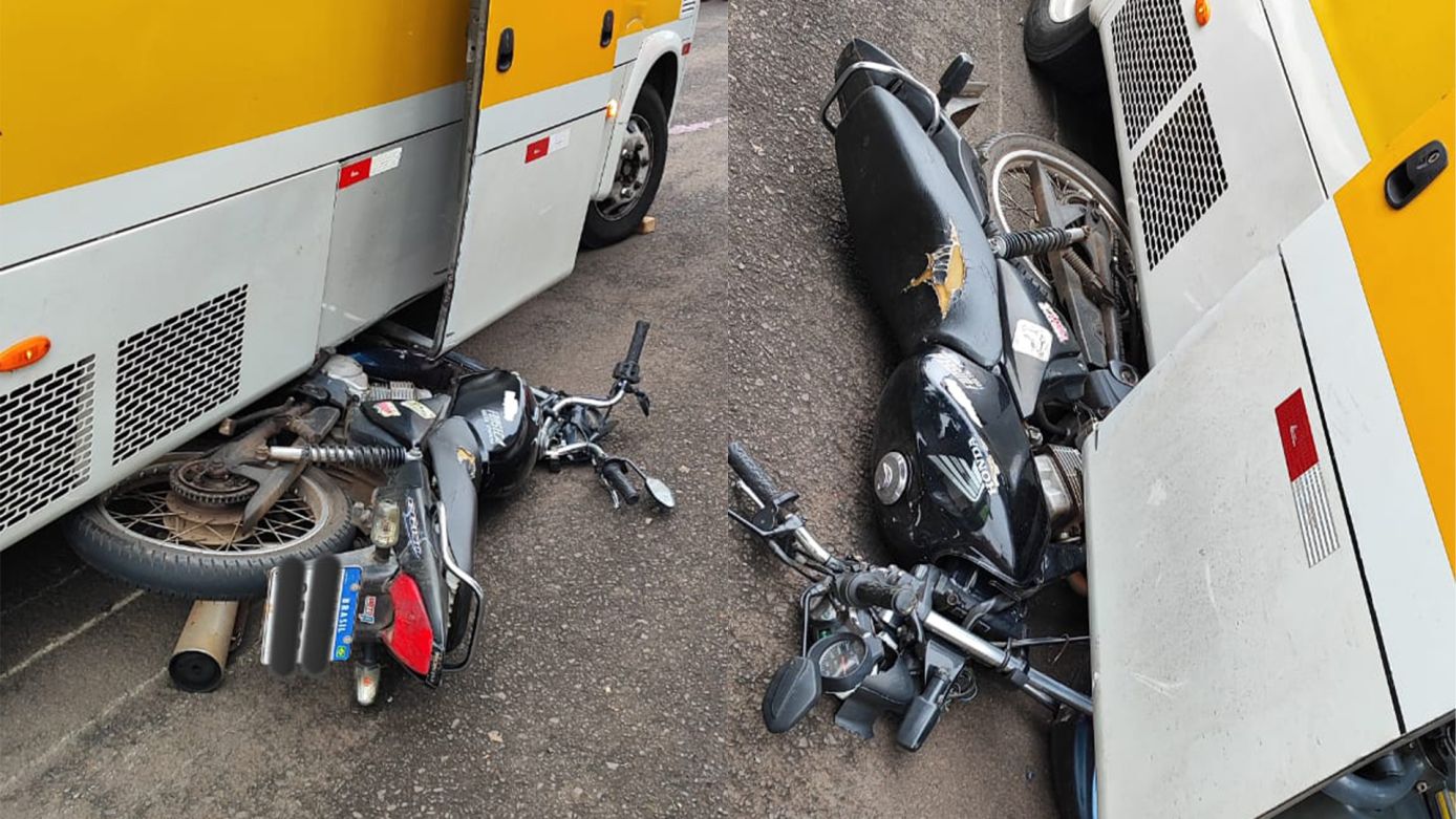 Homem é encontrado sem sinais vitais após colisão entre ônibus e motocicleta, em Chapecó