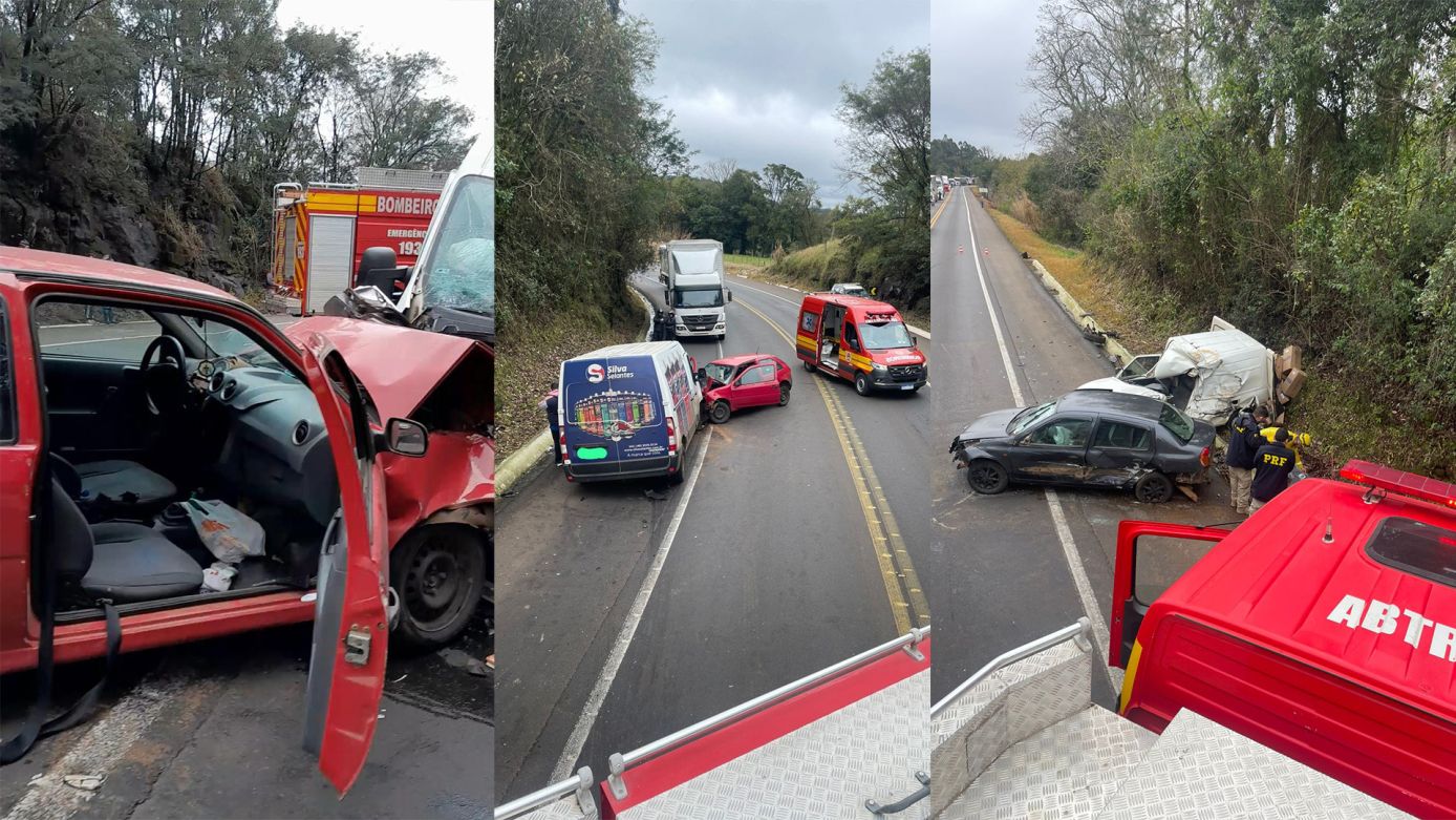 Homem morre em acidente envolvendo quatro veículos na BR-282, entre Xaxim e Cordilheira Alta