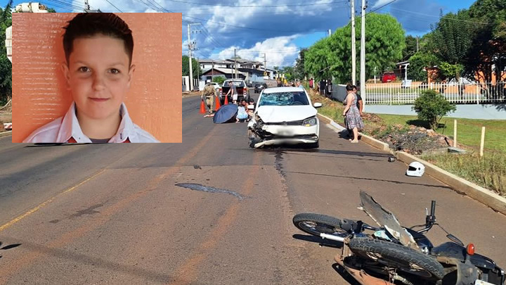 Menino de 10 anos morre em colisão entre carro e motocicleta registrada em Concórdia