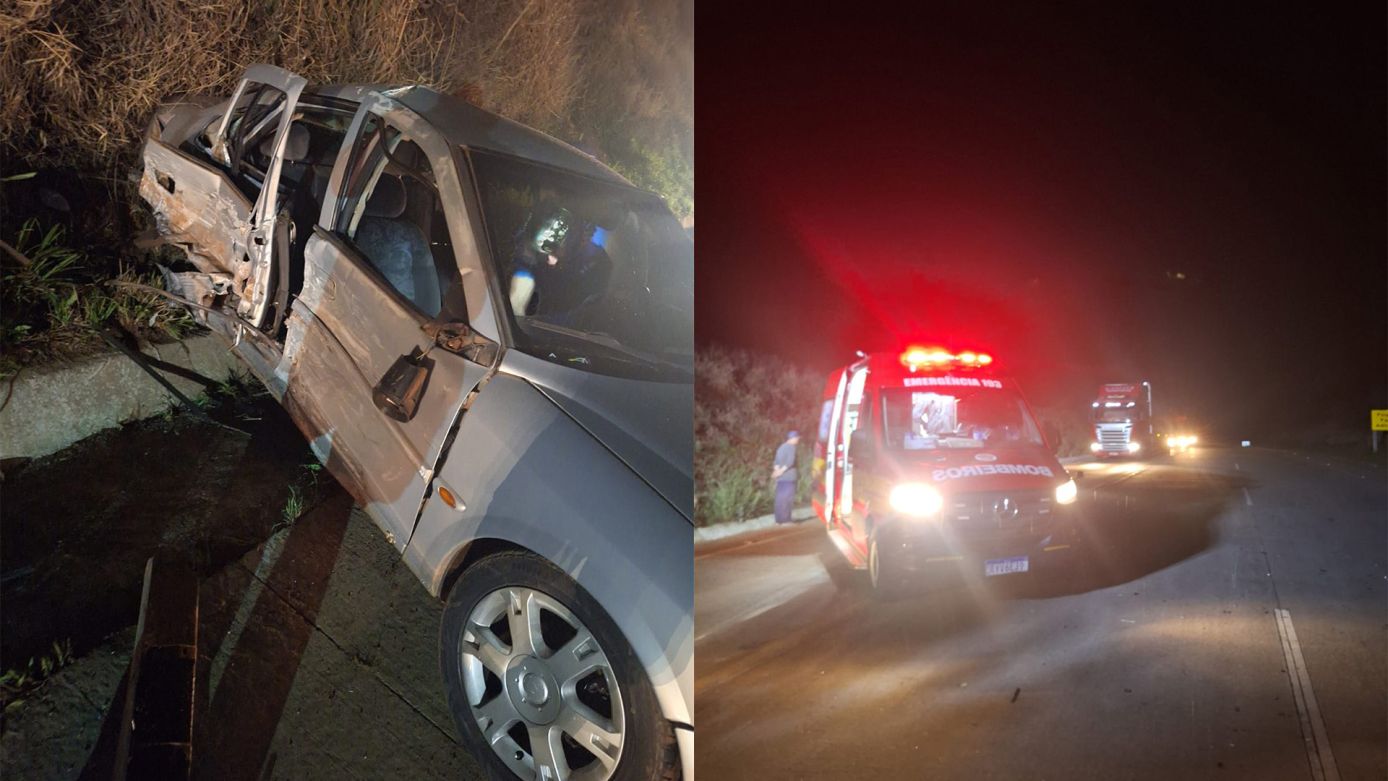 Colisão lateral seguida de capotamento deixa homem ferido na BR-163, no Oeste