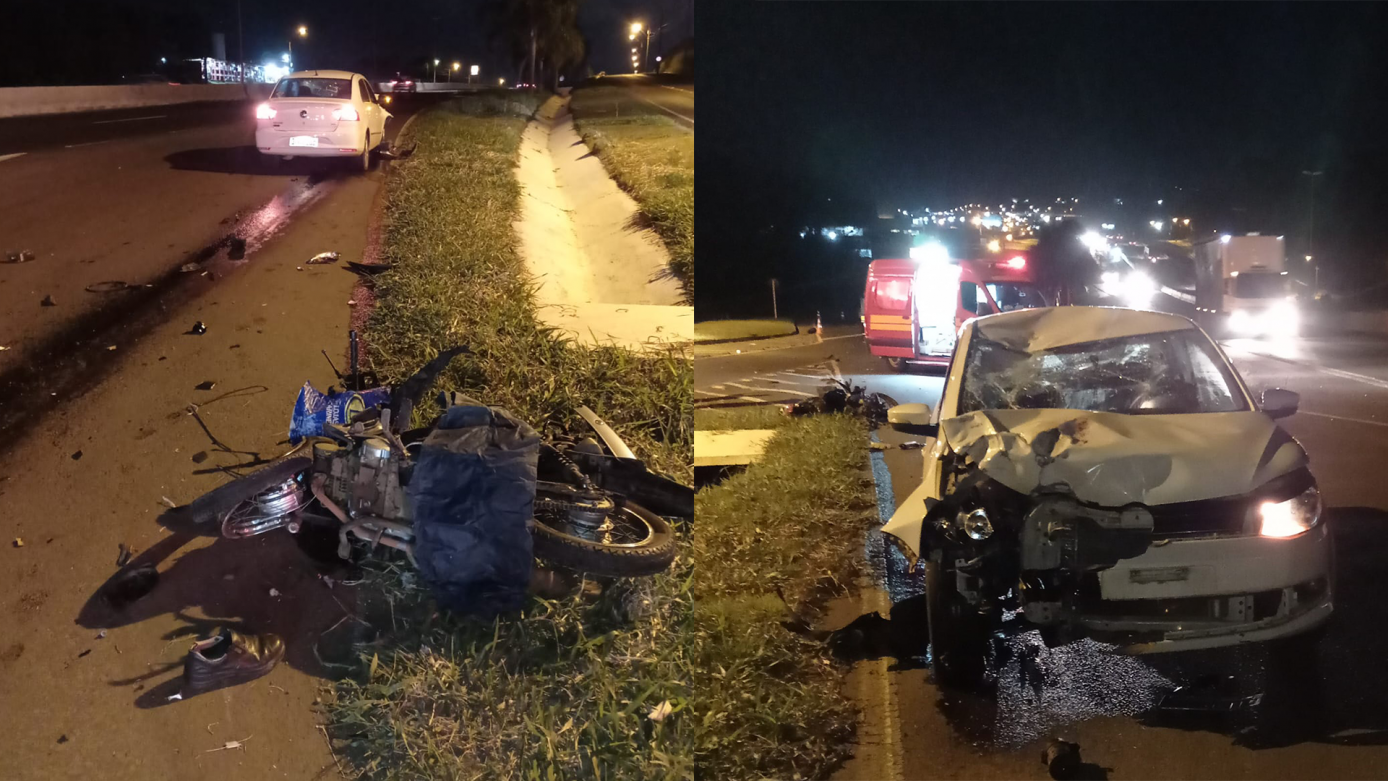 Grave acidente entre carro e motocicleta deixa uma vítima fatal no acesso a Chapecó