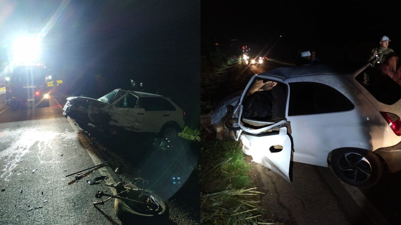 VÍDEO: colisão entre automóveis na SC-155, em Xanxerê, deixa seis pessoas feridas