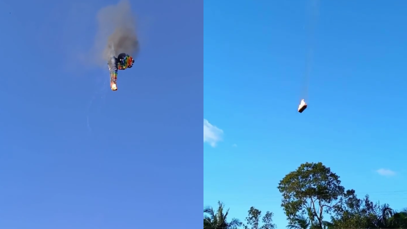 VÍDEO: balão pega fogo durante passeio em Praia Grande SC; mortos e feridos foram confirmados pelos Bombeiros