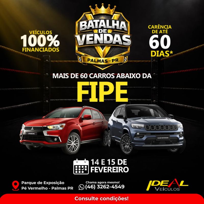 Batalha de Vendas movimenta Palmas com mais de 60 veículos abaixo da Fipe neste fim de semana