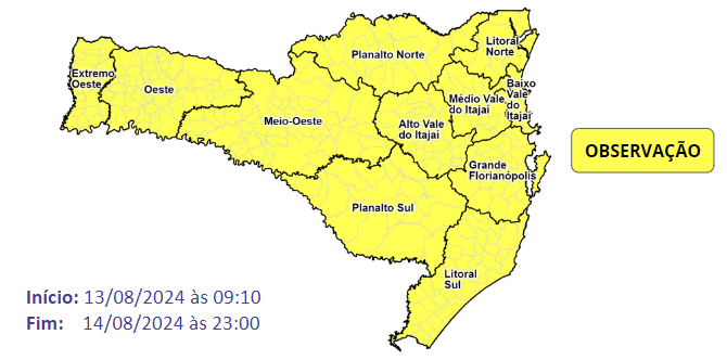 Defesa Civil alerta para frio intenso que segue até a quarta-feira (14)
