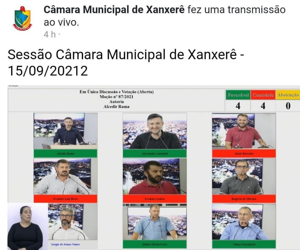 Votação ocorreu durante sessão na Câmara de Vereadores na última quarta-feira (15). Foto: Reprodução/Redes Sociais