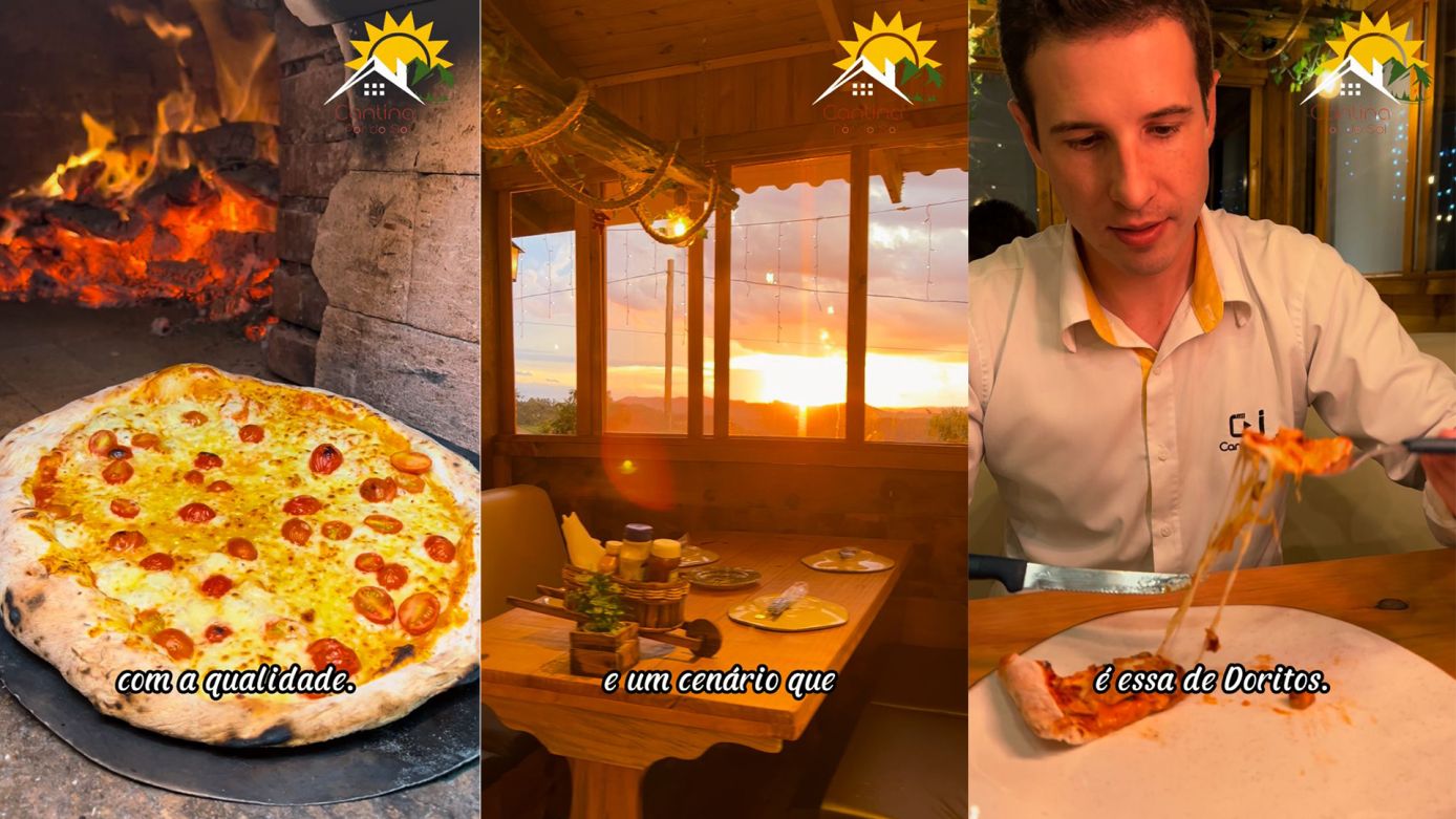 VÍDEO: pizza de pudim no forno a lenha e uma vista linda na Cantina Pôr do Sol