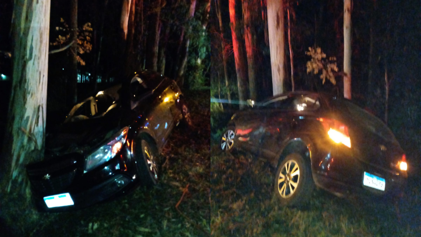 Motorista fica ferido após sair da pista e colidir contra árvore na SC-350