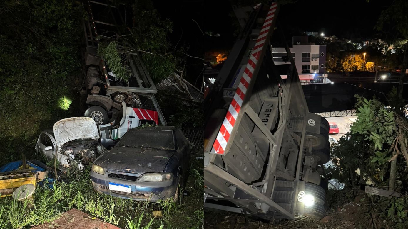 Caminhoneiro fica gravemente ferido após sair da pista e atingir oficina mecânica em Seara