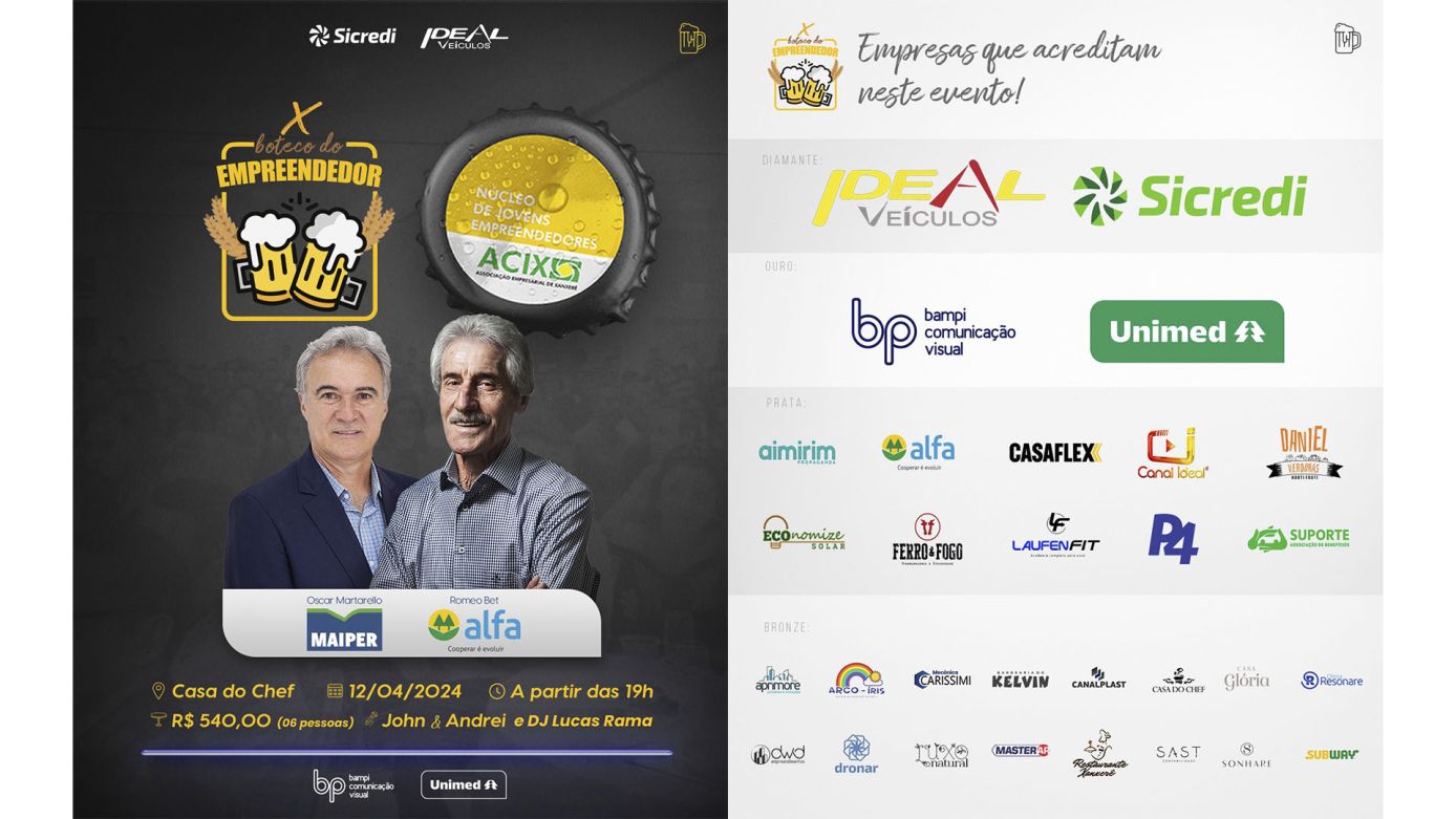 10ª edição do Boteco do Empreendedor, promovido pelo NJE, terá Oscar Martarello como case de sucesso 