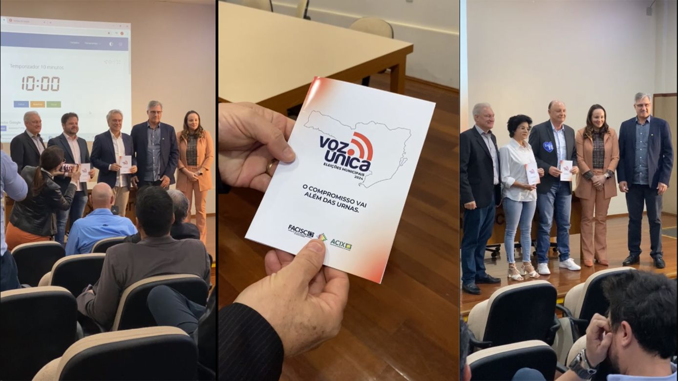 VÍDEO: Acix entrega cartilha Voz Única aos candidatos a prefeito de Xanxerê