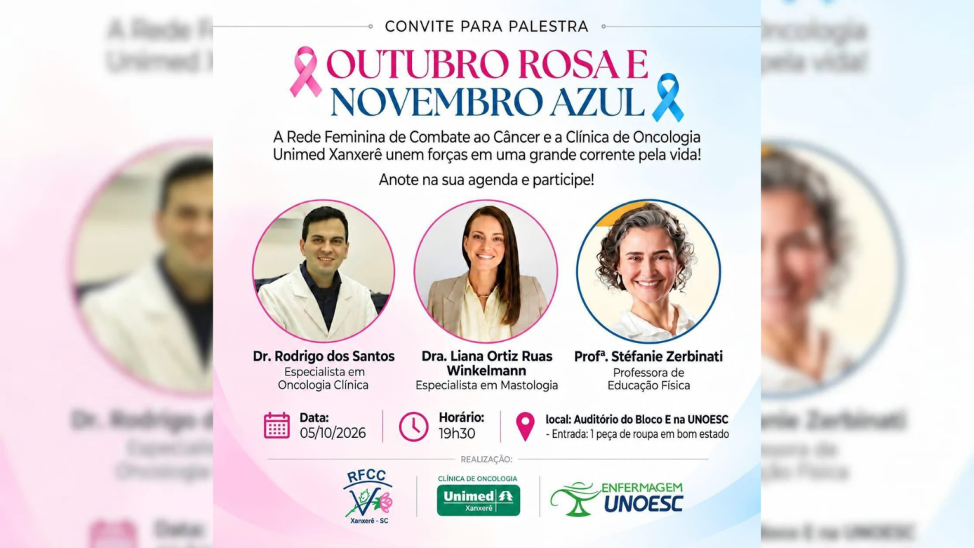 Palestra em Xanxerê reúne ações do Outubro Rosa e Novembro Azul
