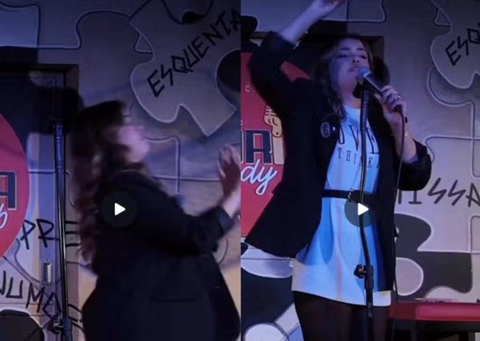 Mulher é indiciada após arremessar cadeira contra comediante durante show em Florianópolis