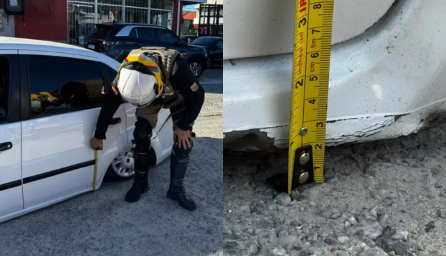 Carro rebaixado a menos de 3 centímetros do chão é flagrado na SC-403 em Florianópolis