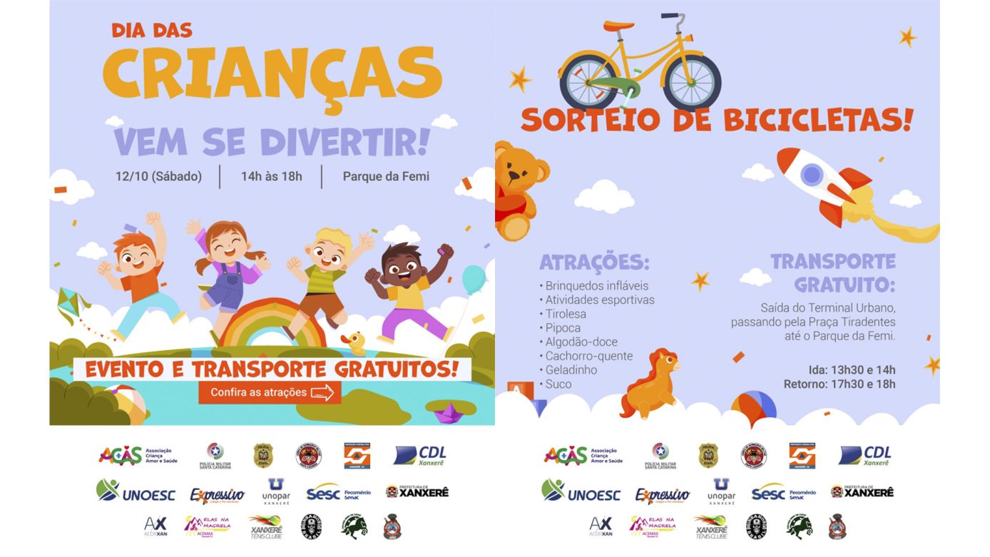 Prefeitura de Xanxerê e entidades promoverão Dia das Crianças no Parque da Femi