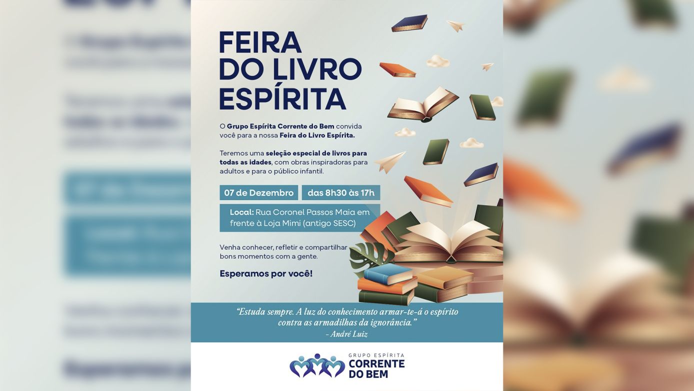Grupo Espírita Corrente do Bem promove mais uma edição da Feira do Livro Espírita