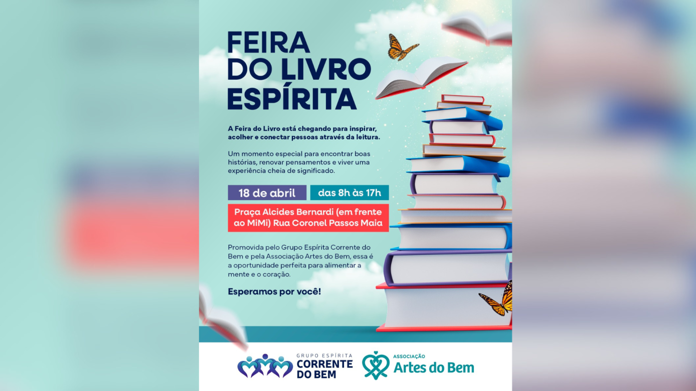 Feira do Livro Espírita acontece neste sábado (18) em Xanxerê