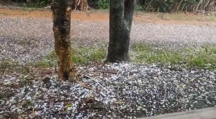 VÍDEO: moradores registram acúmulo de pedras de gelo após queda de granizo no interior de Xanxerê