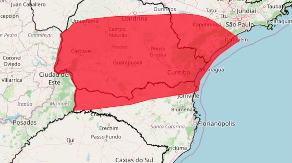 SC entra em alerta vermelho para tempestades nesta quinta-feira (10)