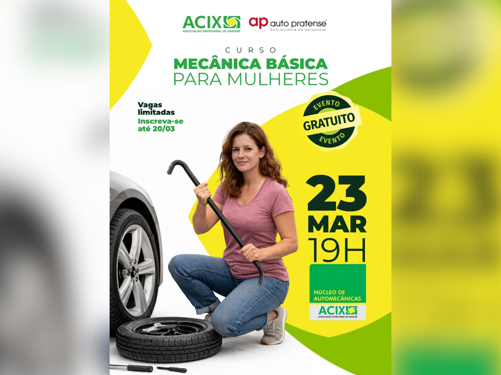 ACIX promove curso gratuito de mecânica básica para mulheres em Xanxerê