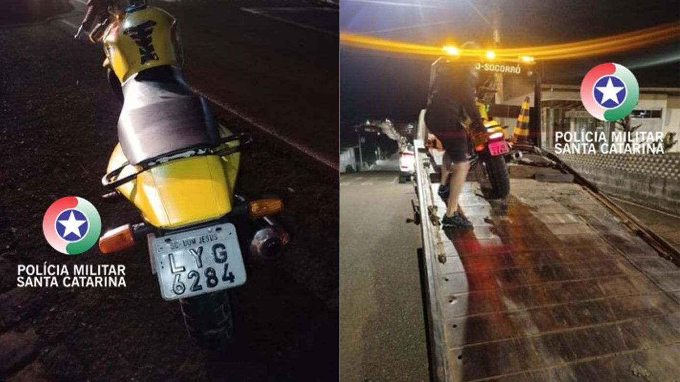Motocicleta é flagrada circulando com placa de outro veículo semelhante em Vargeão