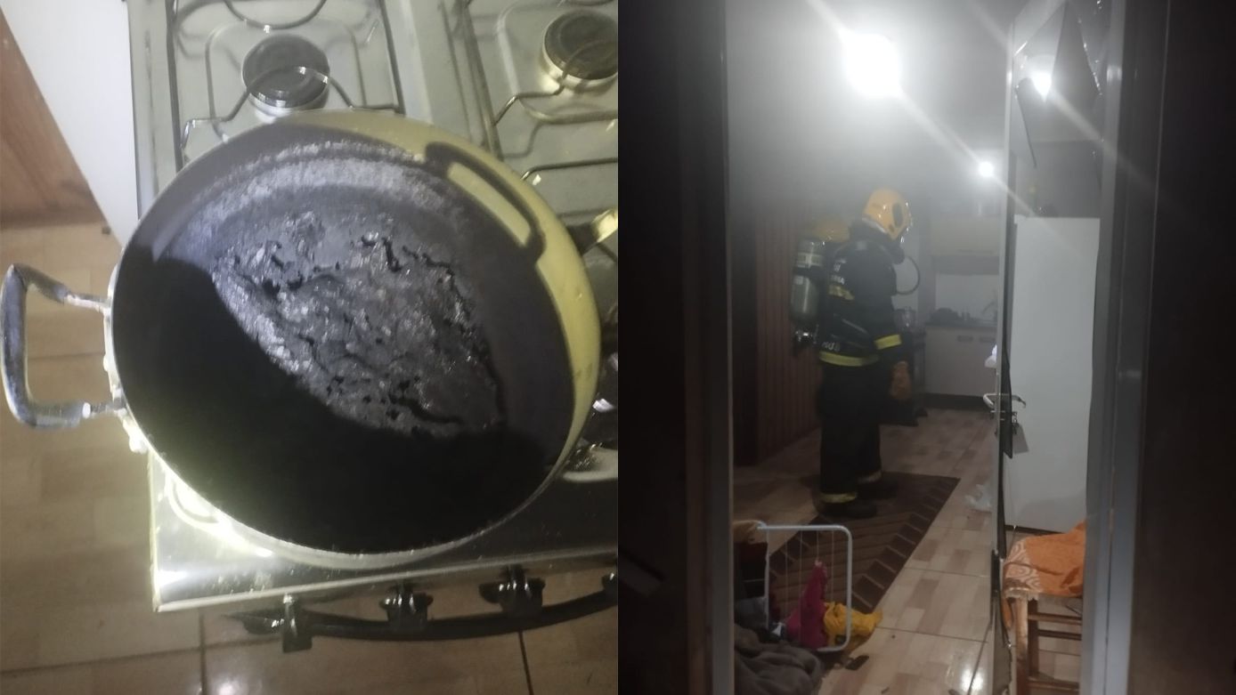 Panela esquecida no fogão gera princípio de incêndio e mobiliza Bombeiros em município do Oeste
